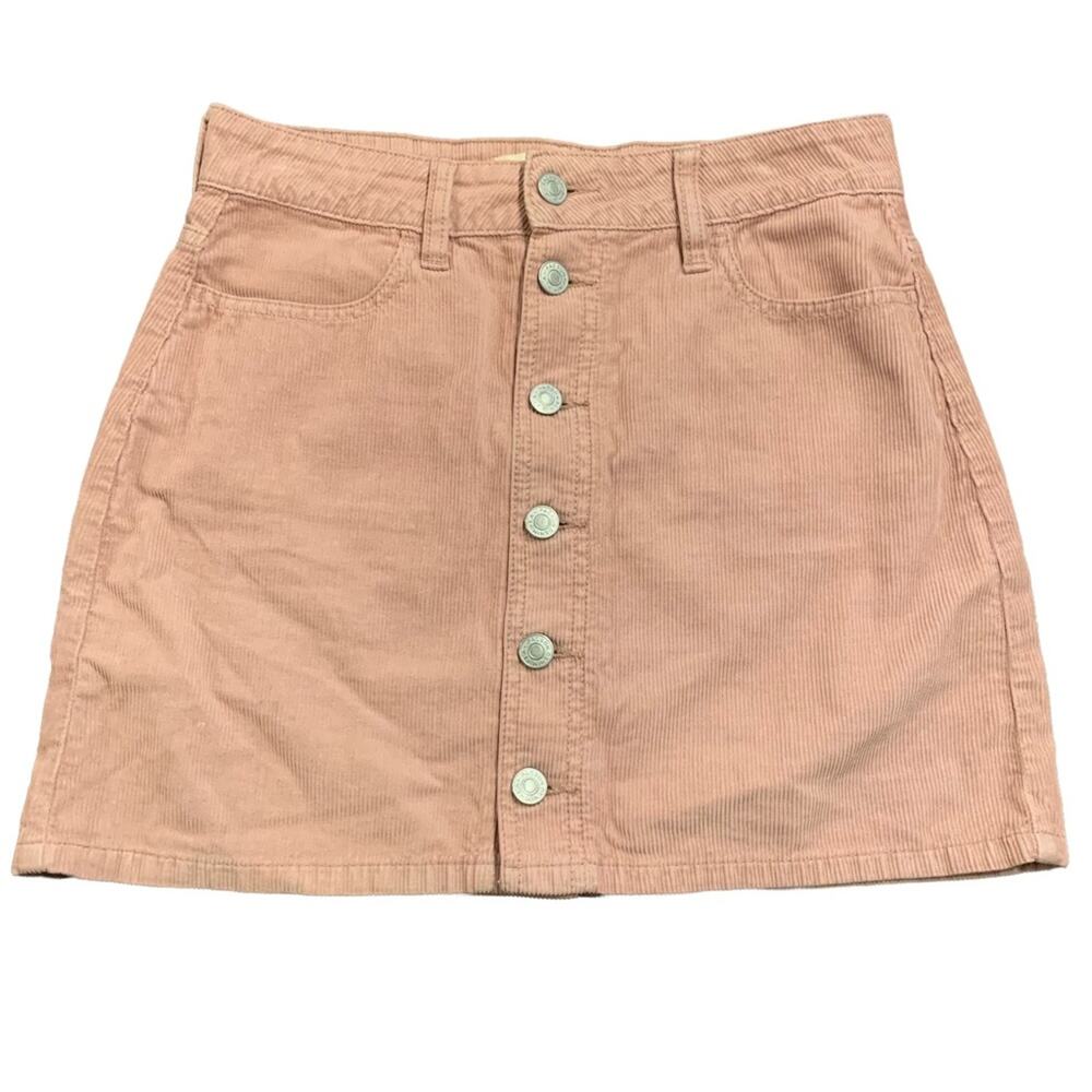 Pacsun blush pink corduroy button down mini skirt size 25